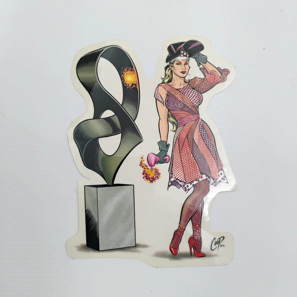 Coop 2001 Pinup Welder Girl Die Cut Vinyl Vintage Sticker Art Sculpture Decal